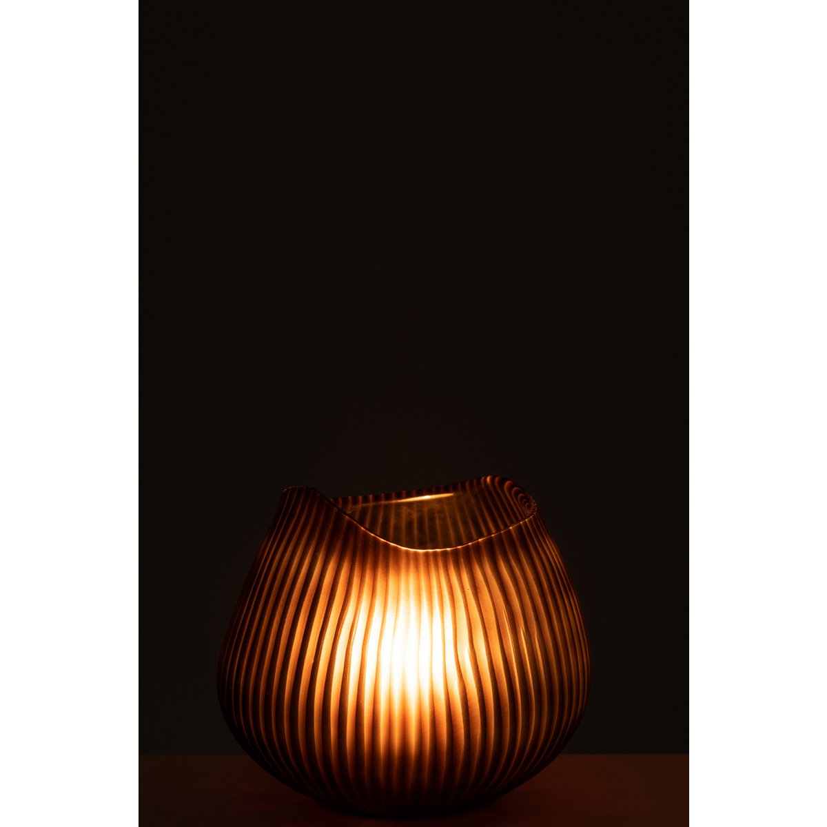 J-Line - Vase Stripe - Verre - Marron - Petit