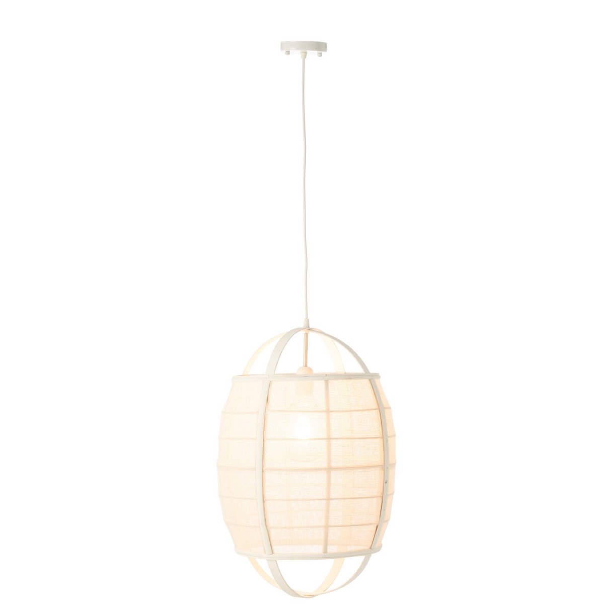 J-Line - Lampe suspendue Ion Lin/Bambou Blanc Small