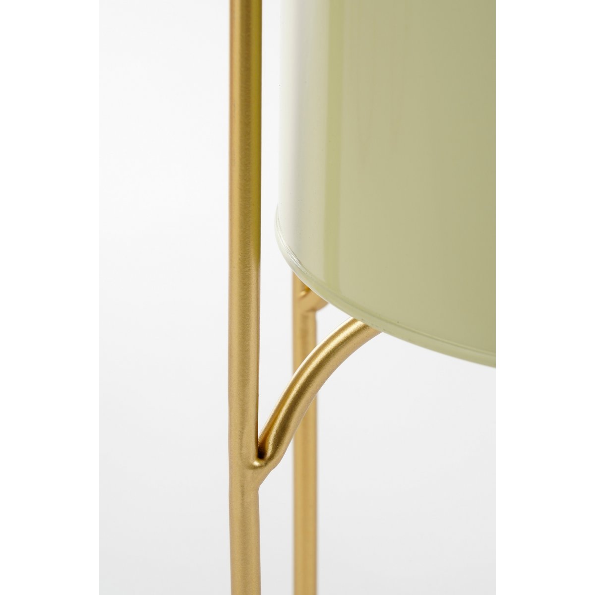 Mica Decorations - Donau Bloempot op Standaard - Set van 2 - Metaal - H45 x Ø23 cm - Lichtgroen, Goud