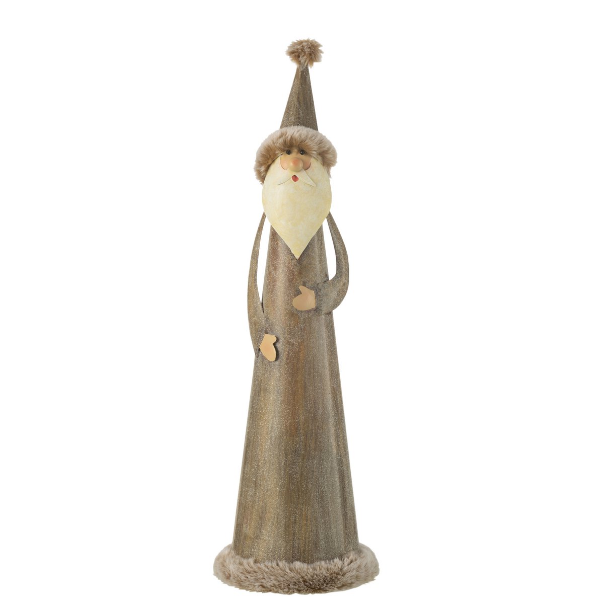 J-Line - Figurine de Noël décorative 'Père Noël' (Gris, Taille L)