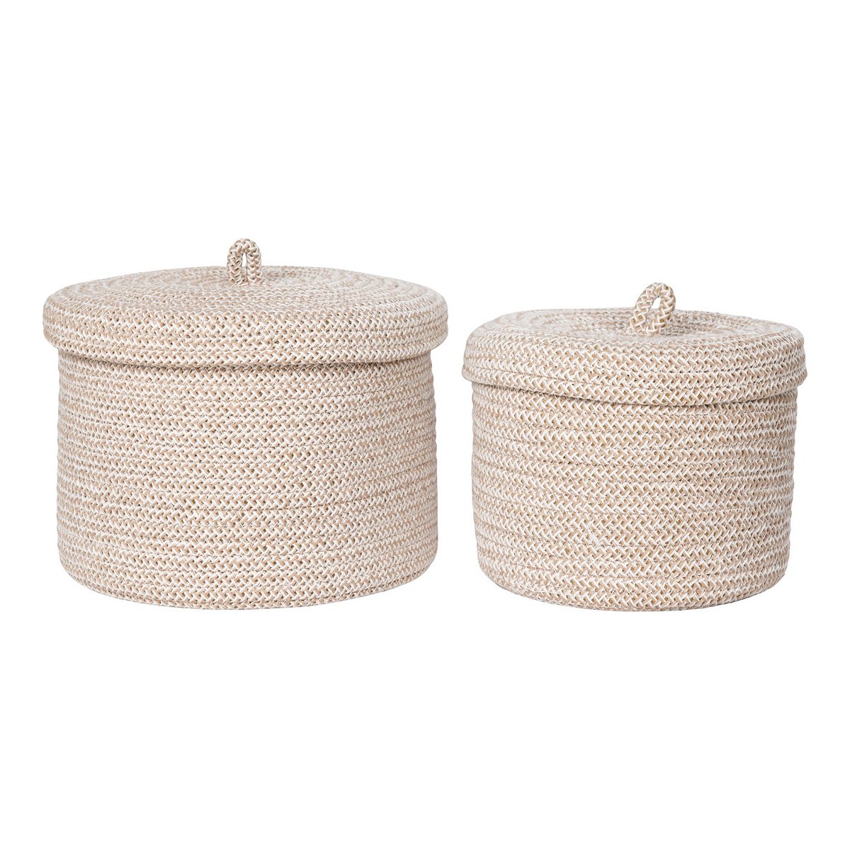 House Nordic - Sebal Basket - Korb mit Deckel, Baumwolle, Beige, 2er-Set