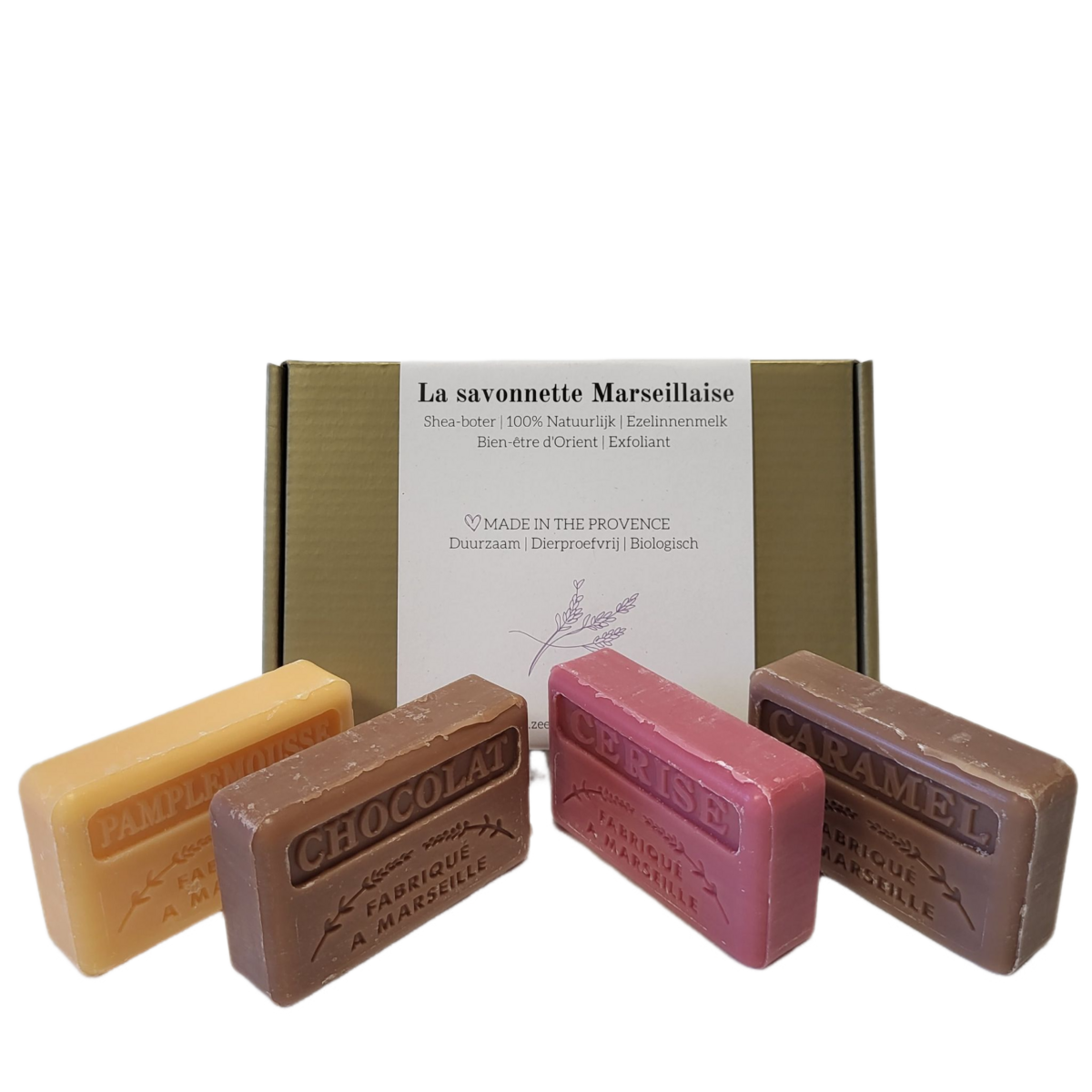 Boutique parfums de savon - Coffret cadeau de Noël avec blocs de savon 'Pamplemousse, Cerise, Chocolat et caramel'