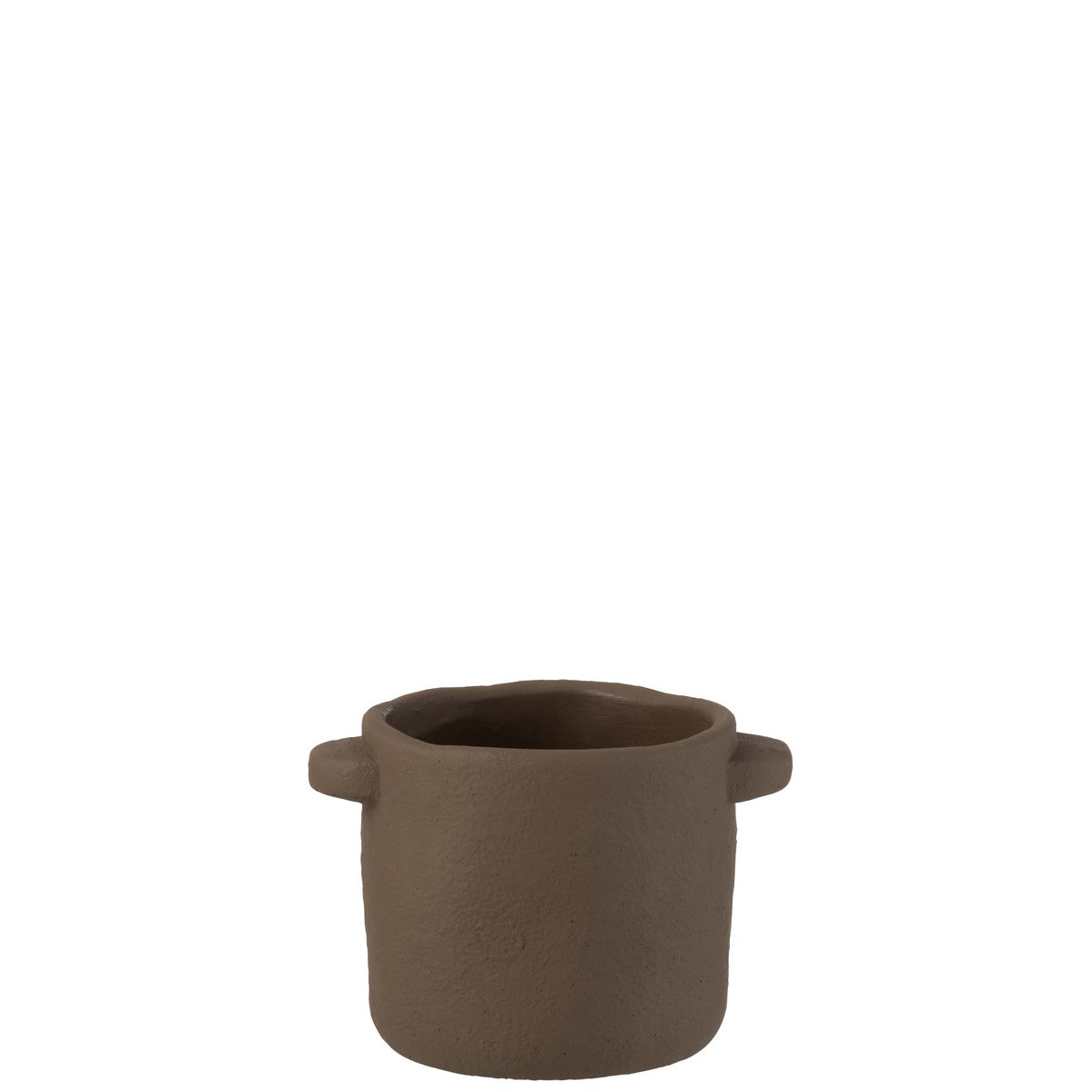 J-Line - Pot de Fleurs Gustave - Ciment - Marron Foncé - Ø14,5cm