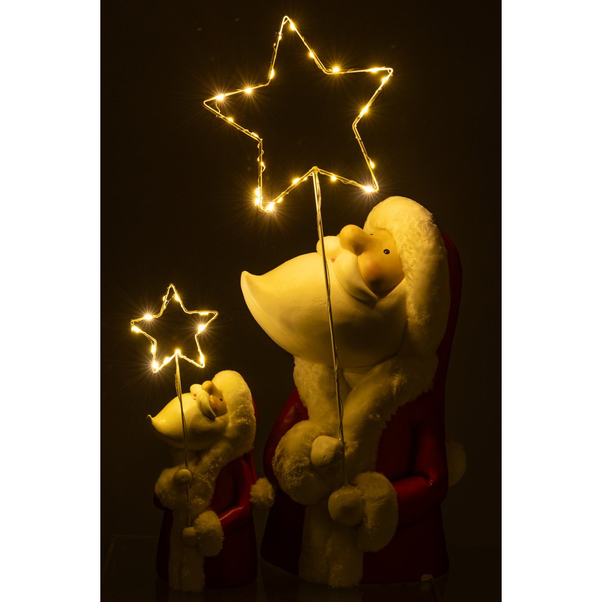 J-Line - Figurine de Noël décorative 'Père Noël' (Taille L, LED, Blanc/Rouge)