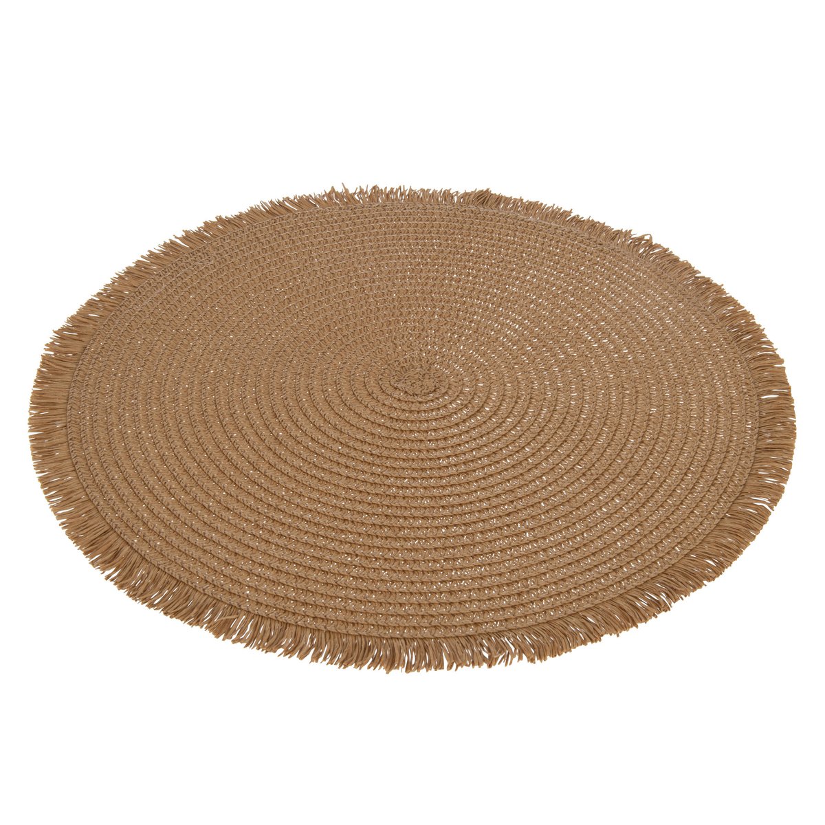 J-Line - Set de Table Rond - Papier - Marron Clair