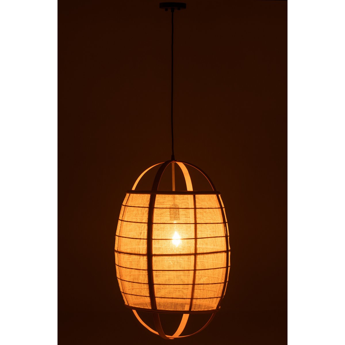 J-Line - Hanglamp Ion Linnen/Bamboe Naturel Large