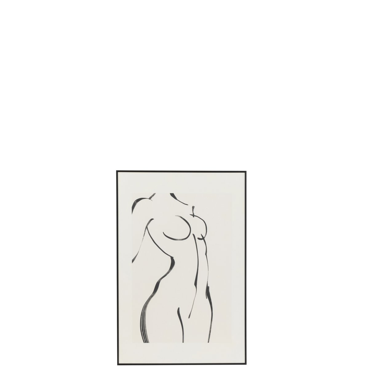 J-Line - Décoration Murale Femme Dessin au Trait Verre/Aluminium Noir/Blanc