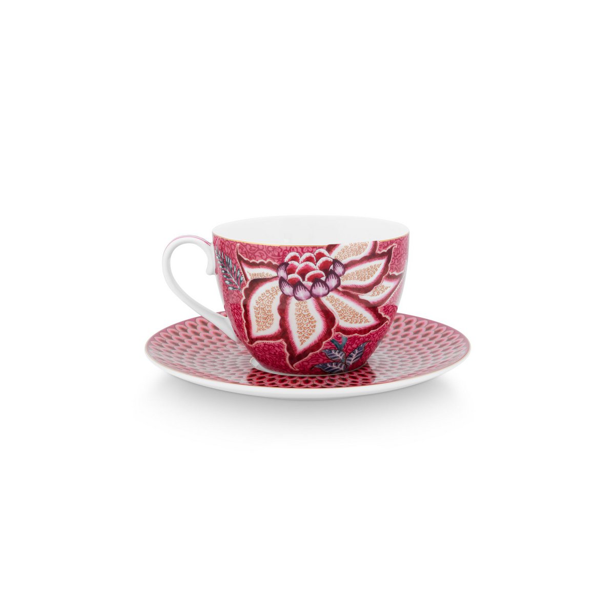 Pip Studio - Set/2 Cups & Saucers Flower Festival Dark Pink 280ml