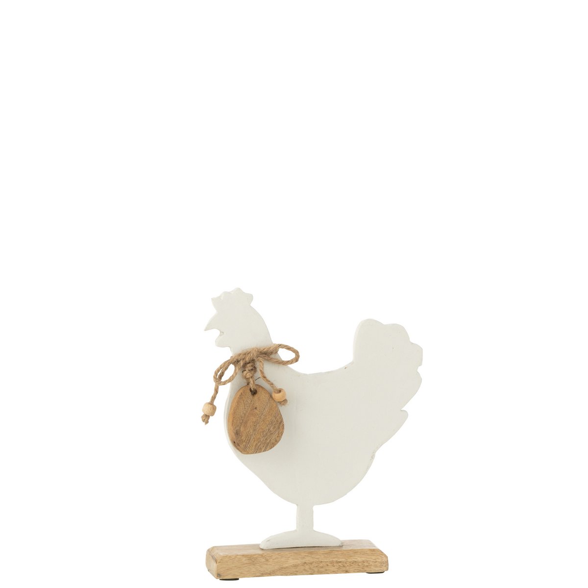 J-Line - Figurine Coq + Oeuf - Aluminium - Blanc - Grand