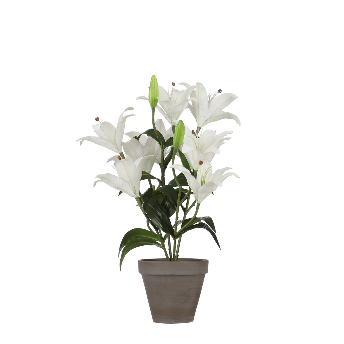 Mica Decorations - Plante de Lys Tigré Artificiel en Pot de Fleur Stan - H47 x Ø45 cm - Blanc