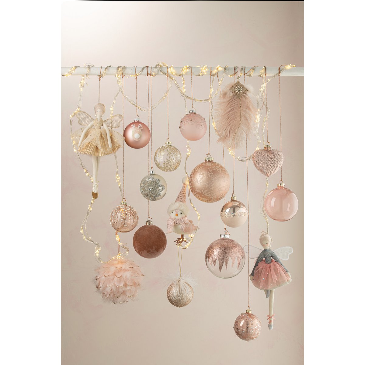 J-Line Doos Van 12 Kerstballen 4+4+4 Ornament Parels Glas Mat Wit/Mat Zilver/Blinkend Zilver Small