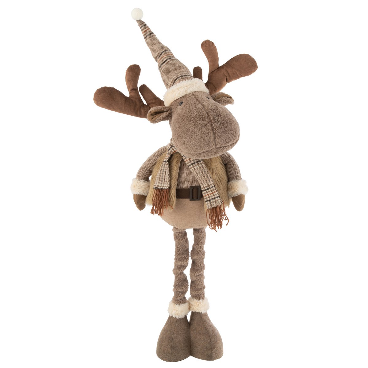 J-Line - Figurine décorative de Noël 'Renne debout' (Taille L, Marron)