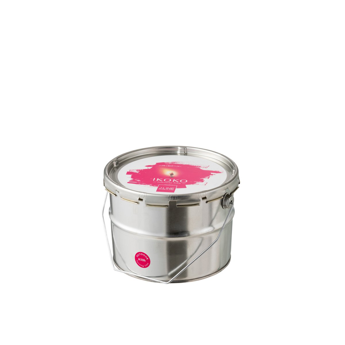 J-Line - Pot de Peinture Bougie Extérieure Ikoko Métal/Cire Fuchsia Petit 50U