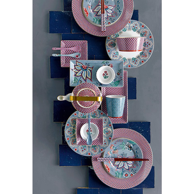 Pip Studio - Set/4 Assiettes Flower Festival Pétoncle Rouge-Bleu Clair 26,5cm