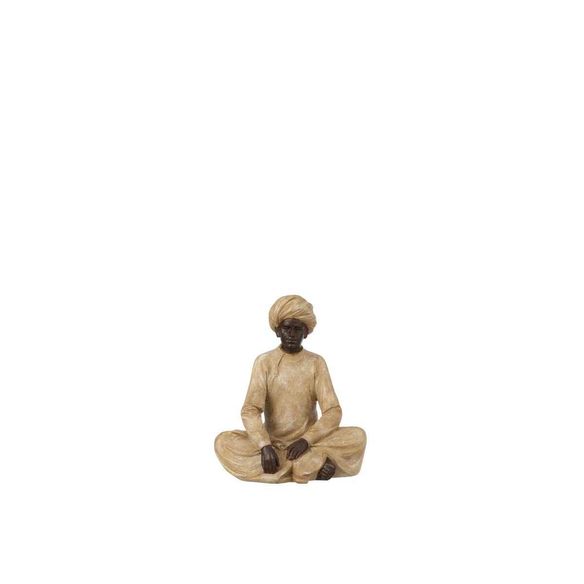 J-Line – Sitzende indische Figur, Poly, Beige/Braun, klein