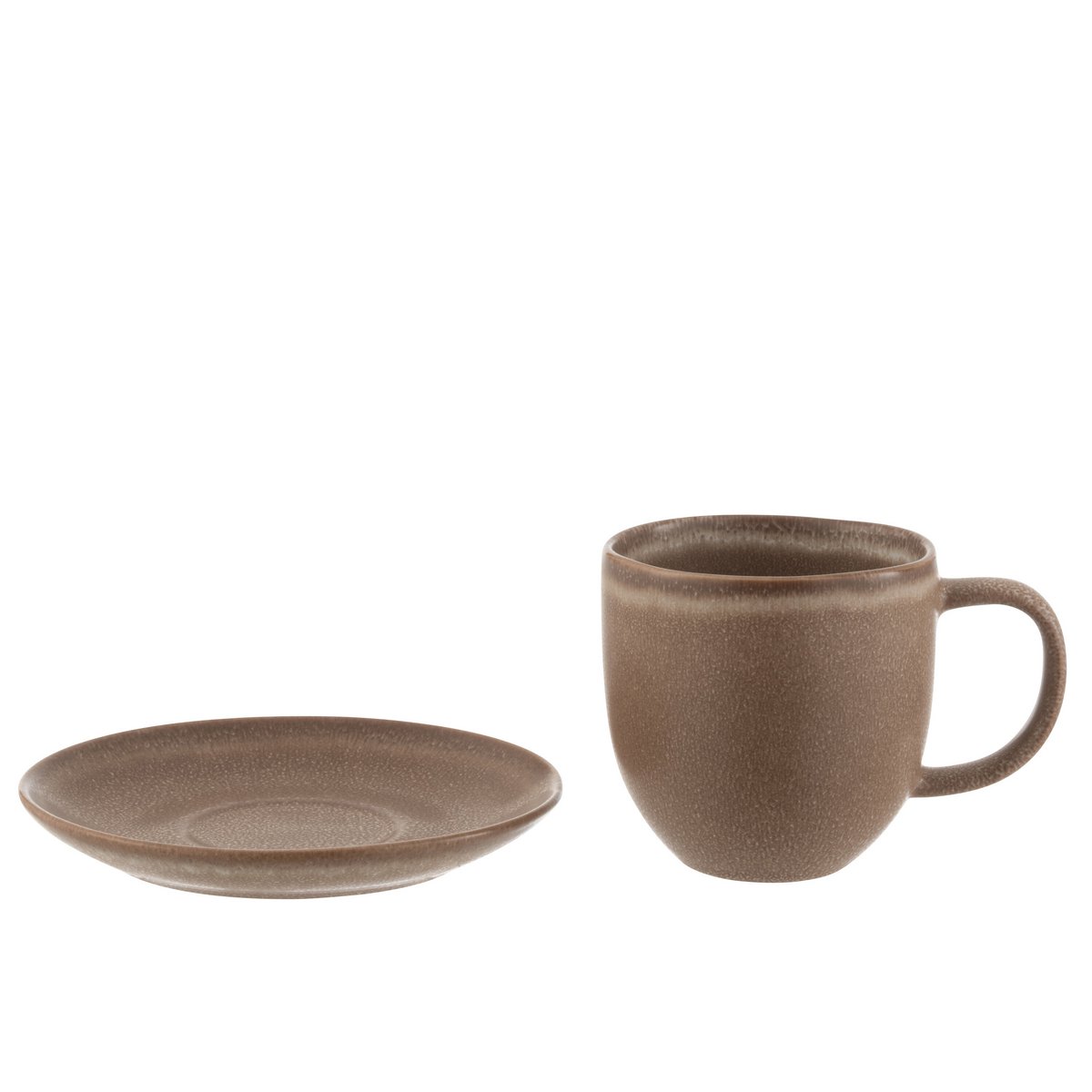 J-Line - Tasse + Soucoupe Louise - Céramique - Cognac