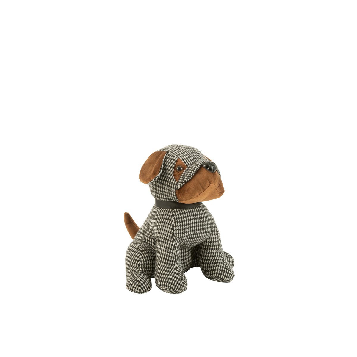 J-Line Türstopper Hund kariert Polyester Schwarz/Braun Klein