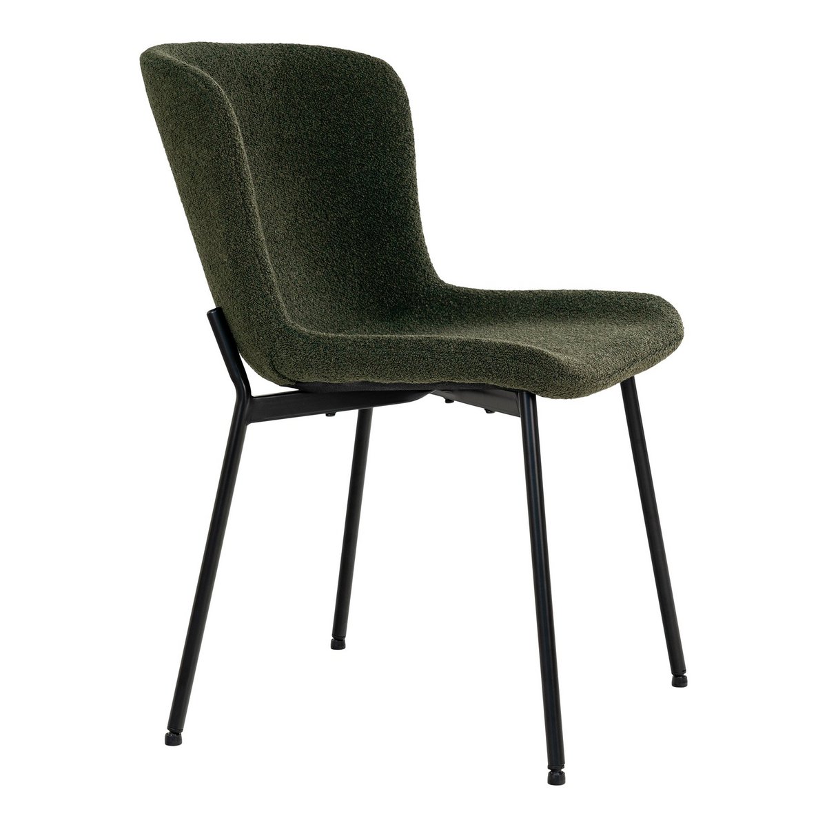 House Nordic - Maceda Dining Chair - Chaise de salle à manger en boucle, vert foncé avec pieds noirs - Lot de 2