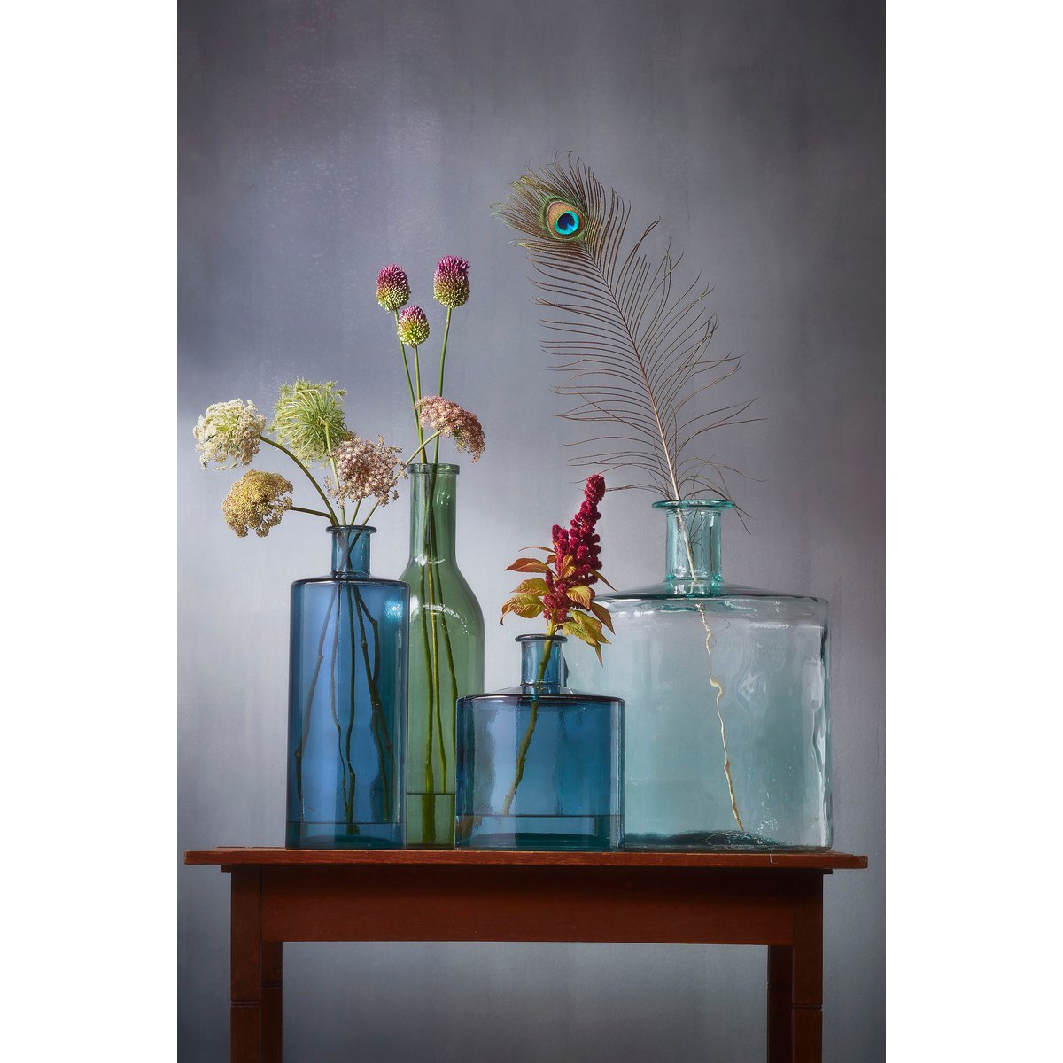 Mica Decorations – Guan-Flaschenvase – H26 x Ø21 cm – recyceltes Glas – Blau