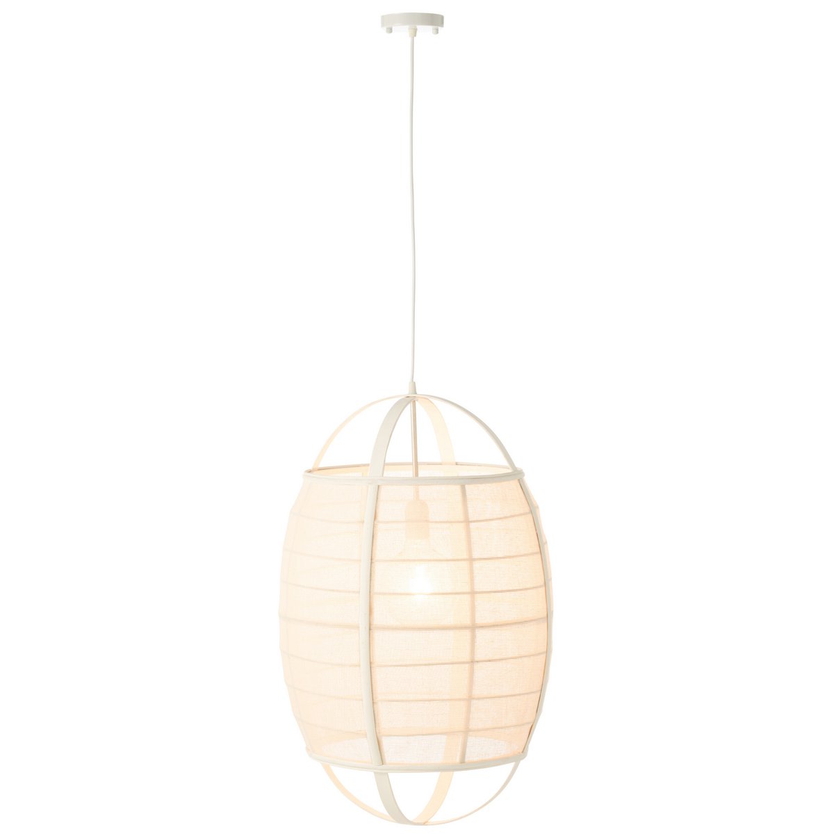 J-Line - Lampe suspendue Ion Lin/Bambou Blanc Large