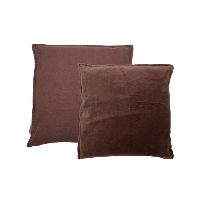 Mme. Bloom - Coussin décoratif vintage en velours/lin 'Vintage' (45cm x 45cm, Aubergine)