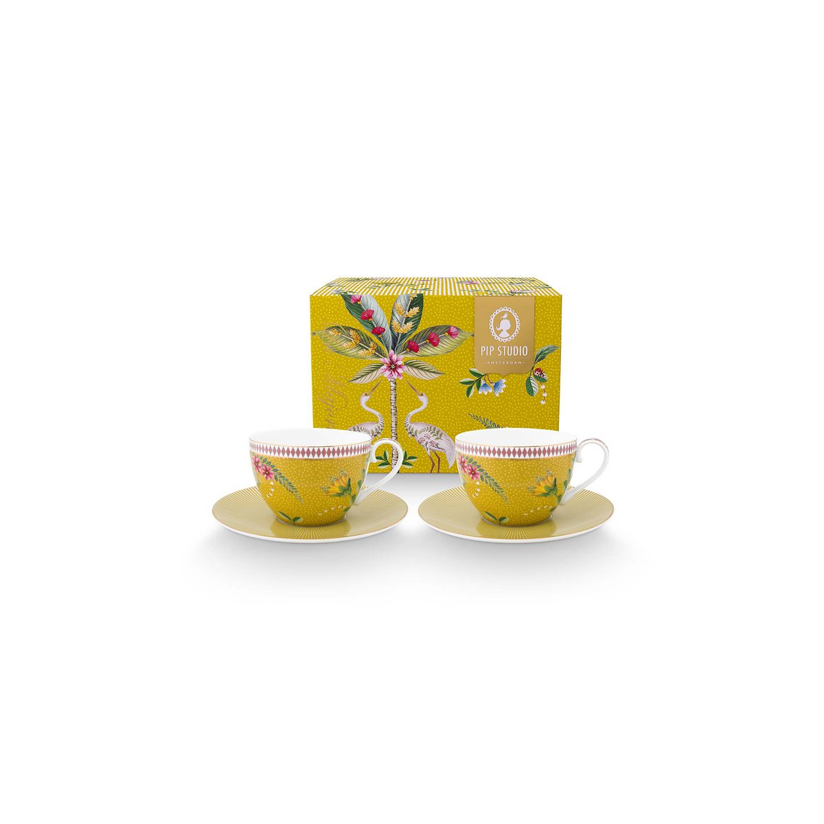 Pip Studio - Set/2 Cups & Saucers La Majorelle Yellow 280ml