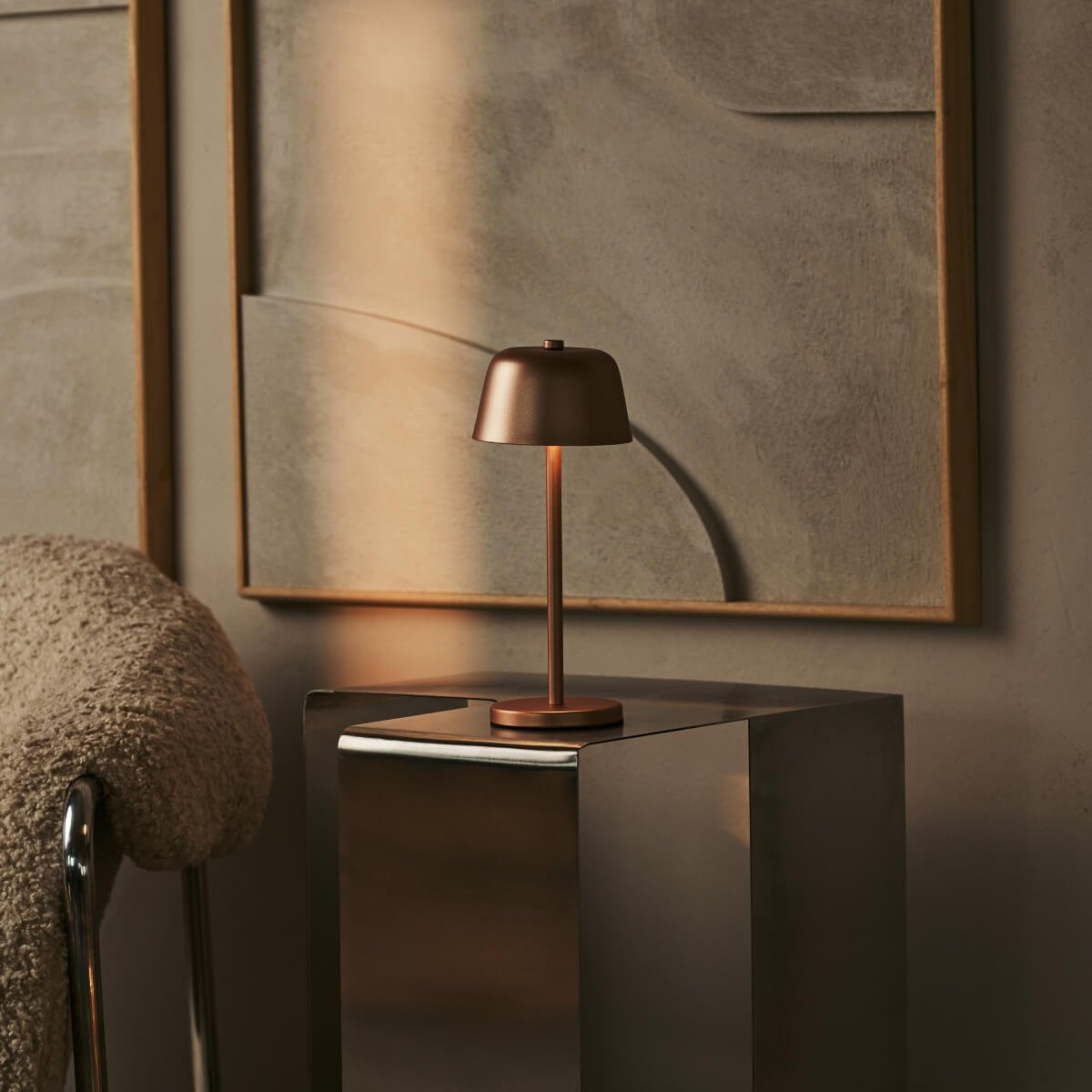 Tavellio-Amsterdam - Anton Koperen Oplaadbare Tafellamp | Stijlvolle en draadloze verlichting