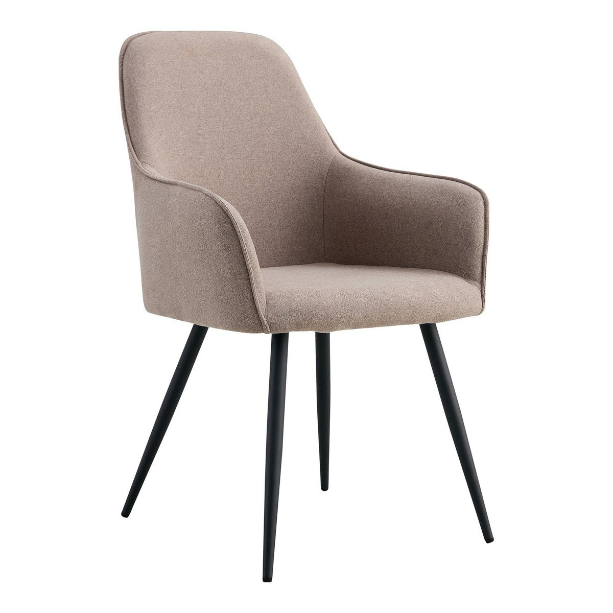 House Nordic - Harbo Dining Chair - Eetkamerstoel, steen met zwarte poten, HN1231 - Set van 2