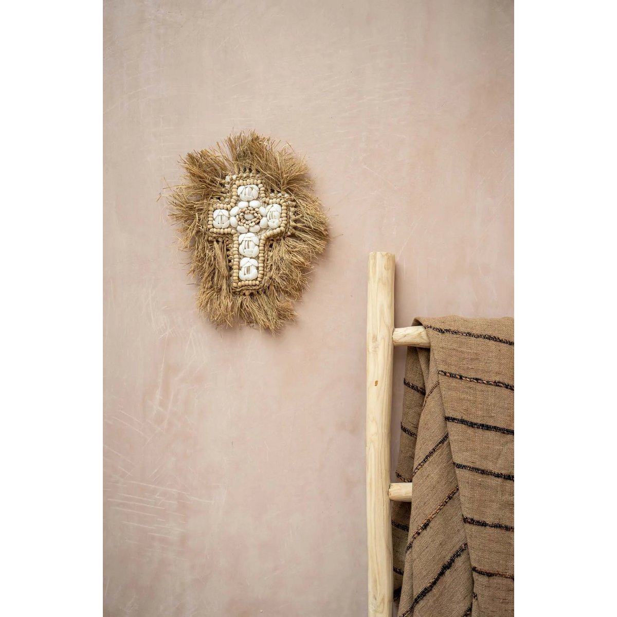 Bazar Bizar - Coquillage 'Shell Cross' (Raffia, Blanc Naturel, L)