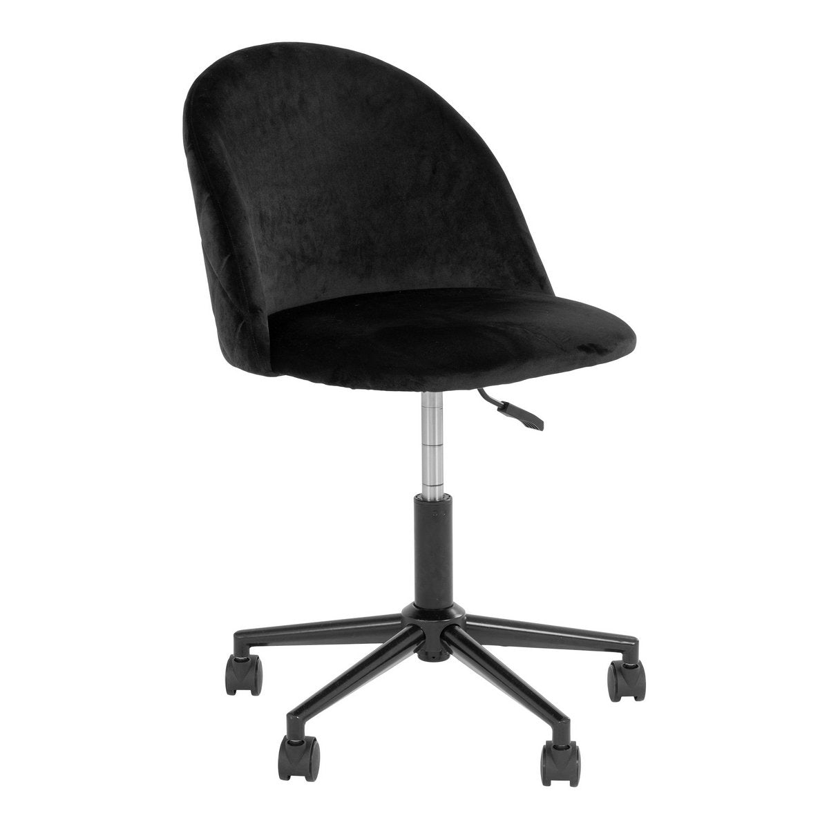 House Nordic - Geneve Office Chair - Chaise de bureau en velours, noir avec pieds noirs, HN1207