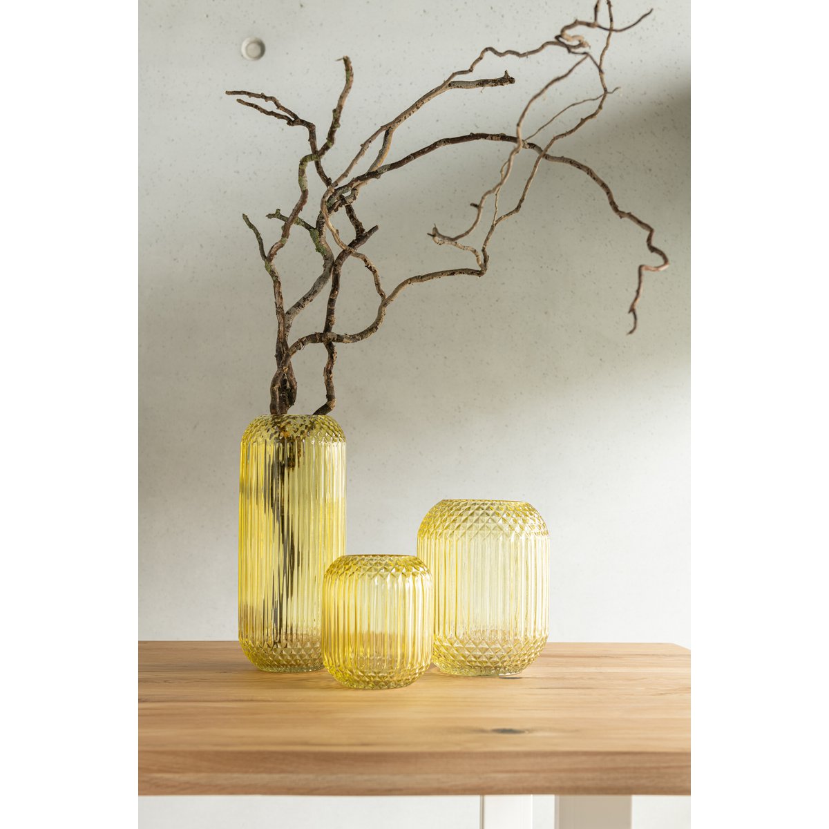 J-Line - Vase Coupe Droite - Verre - Jaune - Moyen