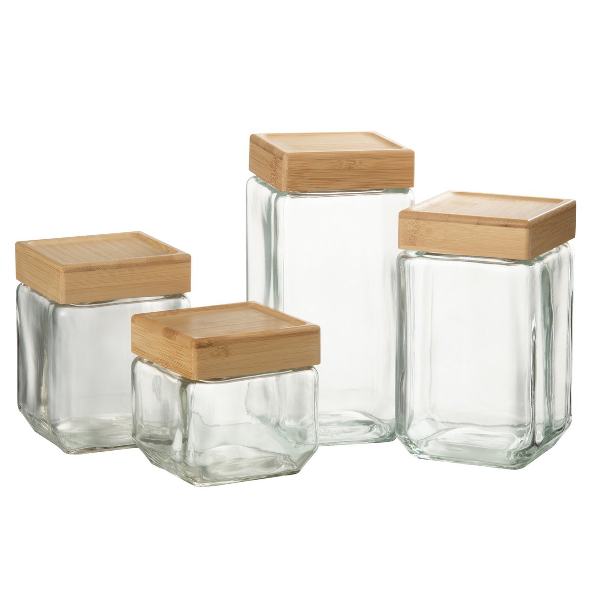 J-Line - Jar In Glass Brad Glass/Bamboo Transparent/Natur Extralarge