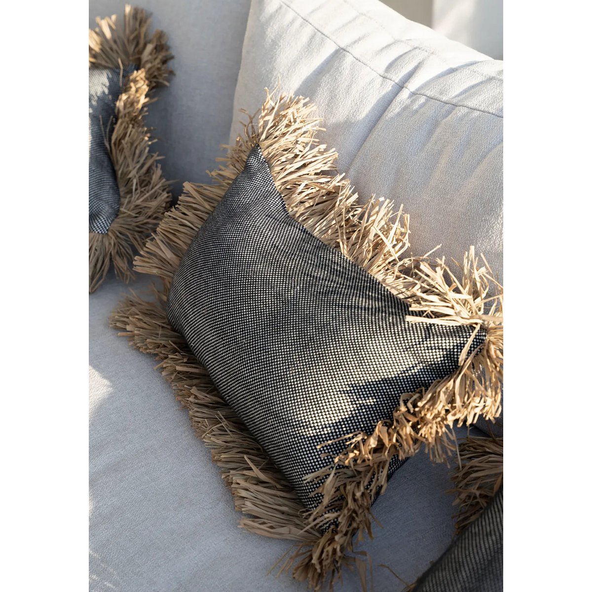 Bazar Bizar - Housse de coussin 'Cotton Bonita' (Noir Naturel, 30x50)