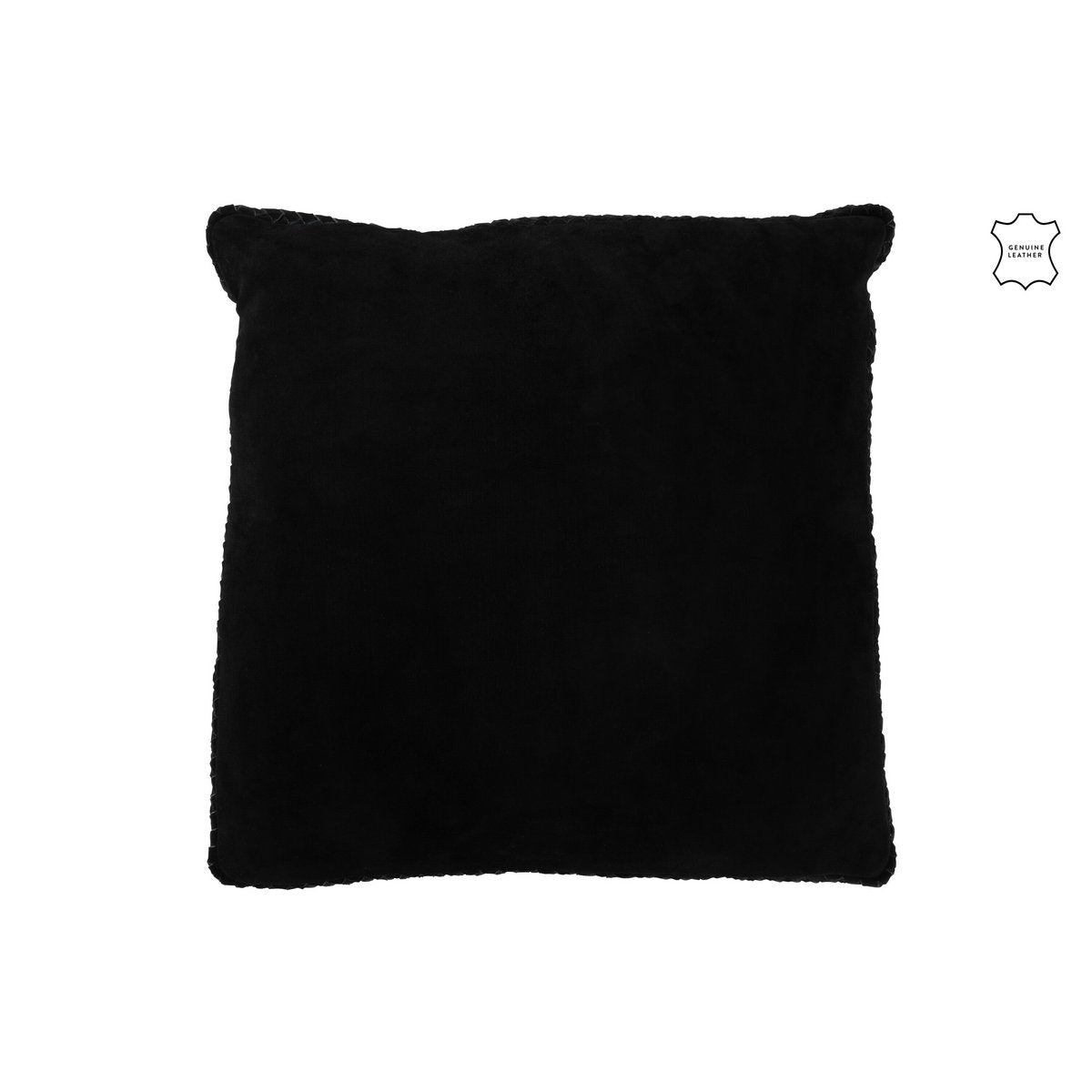 J-Line - Coussin tissé - Cuir - Noir