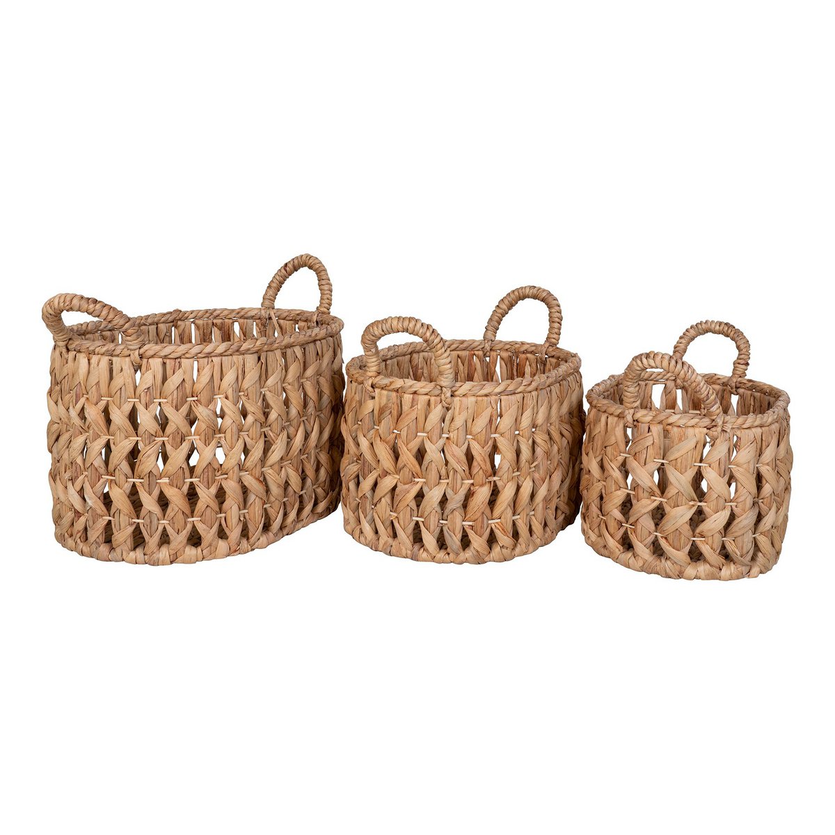 House Nordic - Balerma Basket - Panier avec anses, jacinthe d'eau, naturel, lot de 3