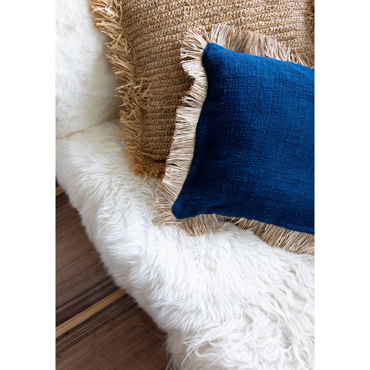 Bazar Bizar - Housse de coussin 'Saint Tropez' (Bleu, Naturel, 50cm x 50,5cm)