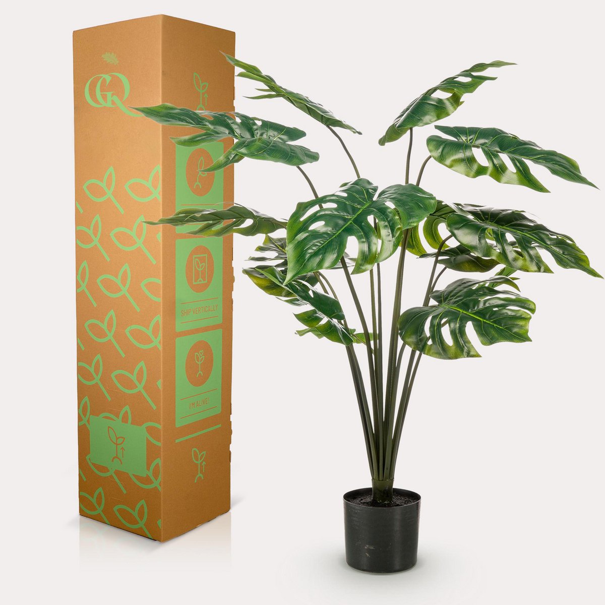 Green BoutiQ - Monstera Deliciosa - kunstplant - 95 cm