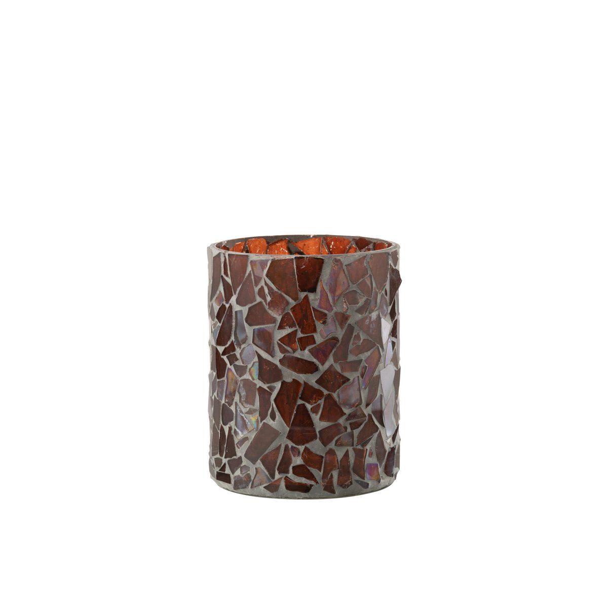 J-Line - Lanterne Mosaïque - Verre - Marron - Moyen