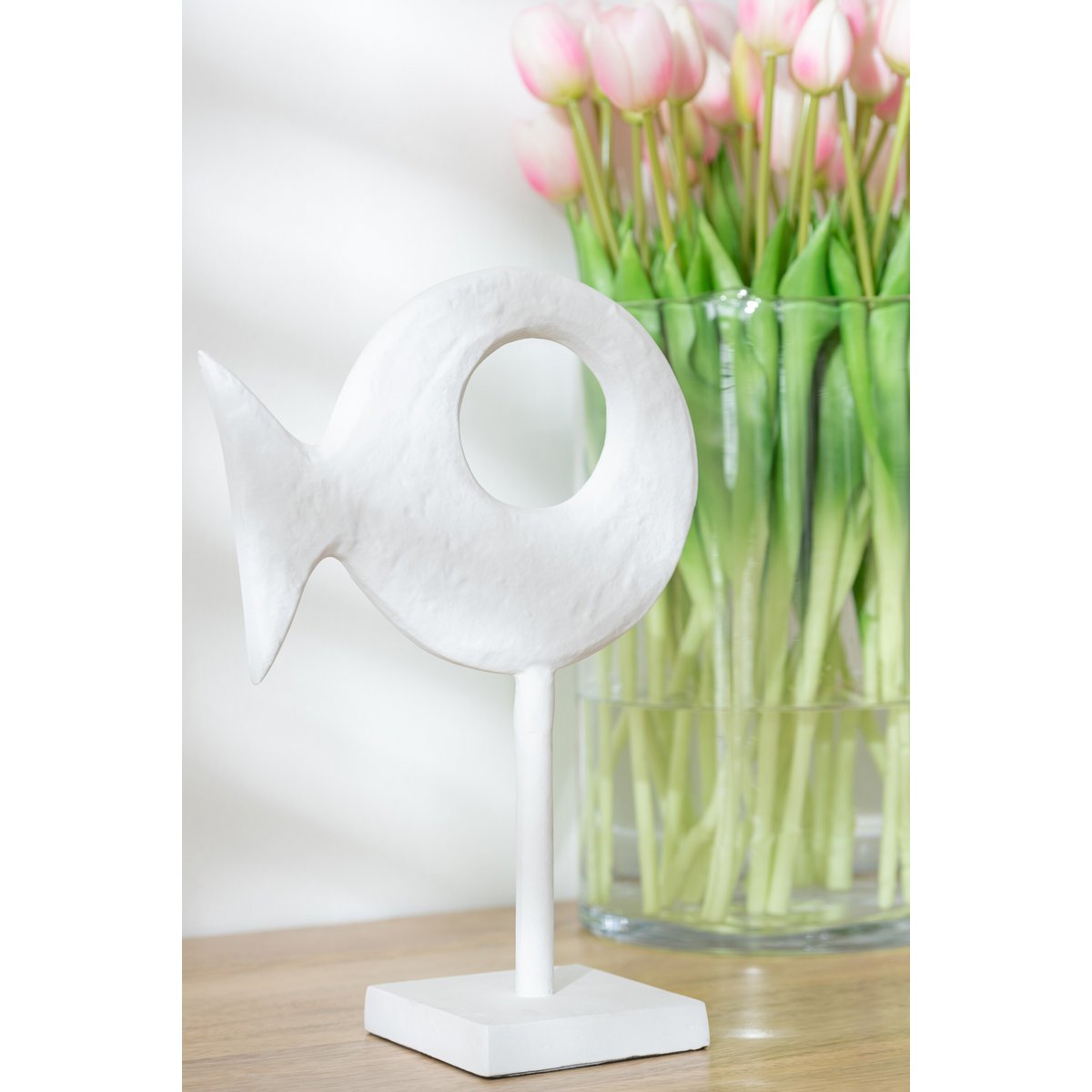 J-Line - Figurine Poisson sur Pied Aluminium Blanc Large