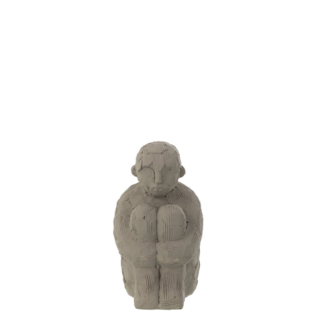 J-Line – Sitzende Figur, Zementgrau, groß