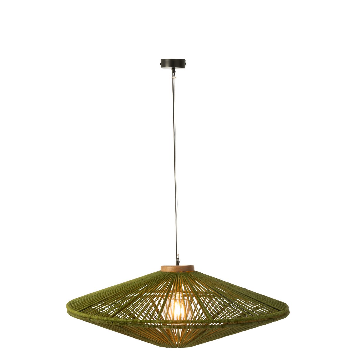 J-Line - Lampe suspendue Ovni Fer/Jute Vert Large