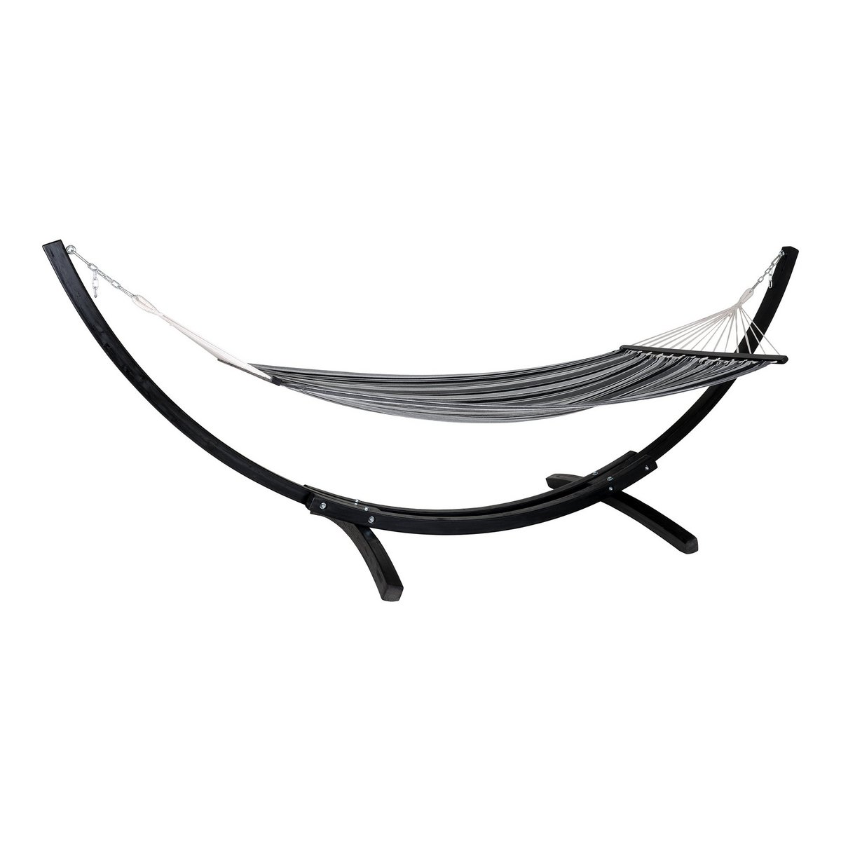 House Nordic - Tripoli Hammock - Hamac sur support en bois, mélèze, polyester/coton, noir/gris/blanc