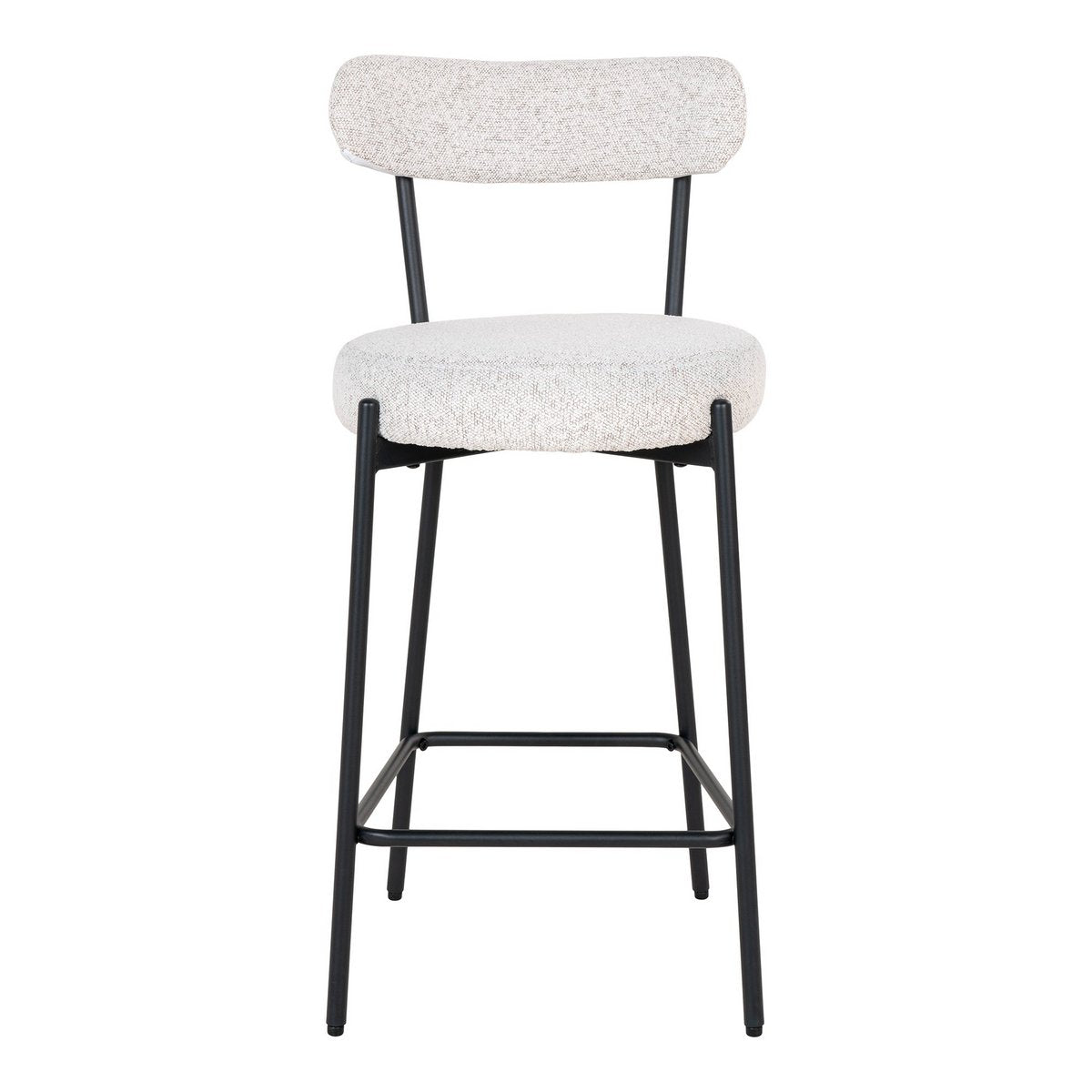 House Nordic - Badalona Counter Chair - Tabouret de bar, bouclé blanc et pieds noirs, HN1270