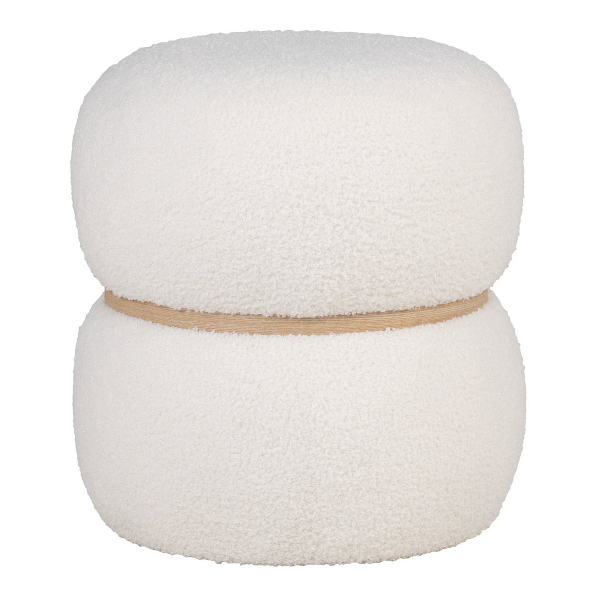 House Nordic - Milford Pouf - Pouf bouclé, blanc, Ø38x41 cm