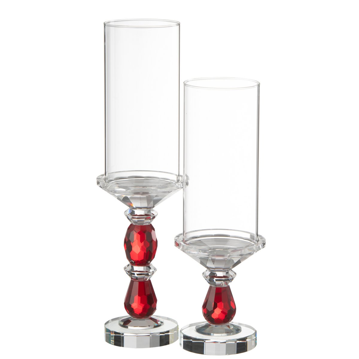 J-Line - Bougeoir Marie Cristal Rouge/Transparent Large