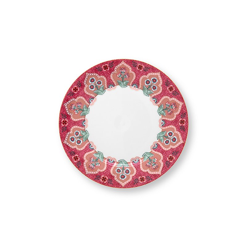 Pip Studio - Set/4 Plates Flower Festival Deco Dark Pink 21cm