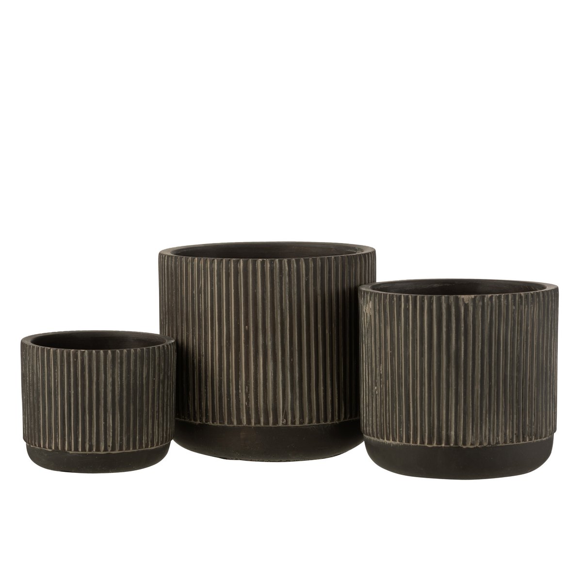 J-Line - Flowerpot Line Keramik Schwarz/Braun Medium