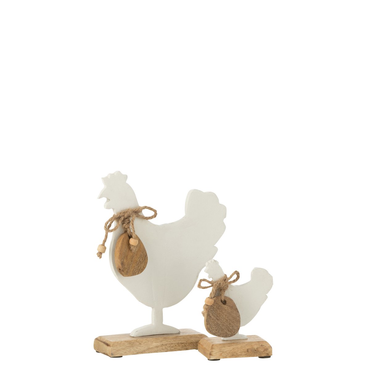 J-Line - Figurine Coq + Oeuf - Aluminium - Blanc - Grand