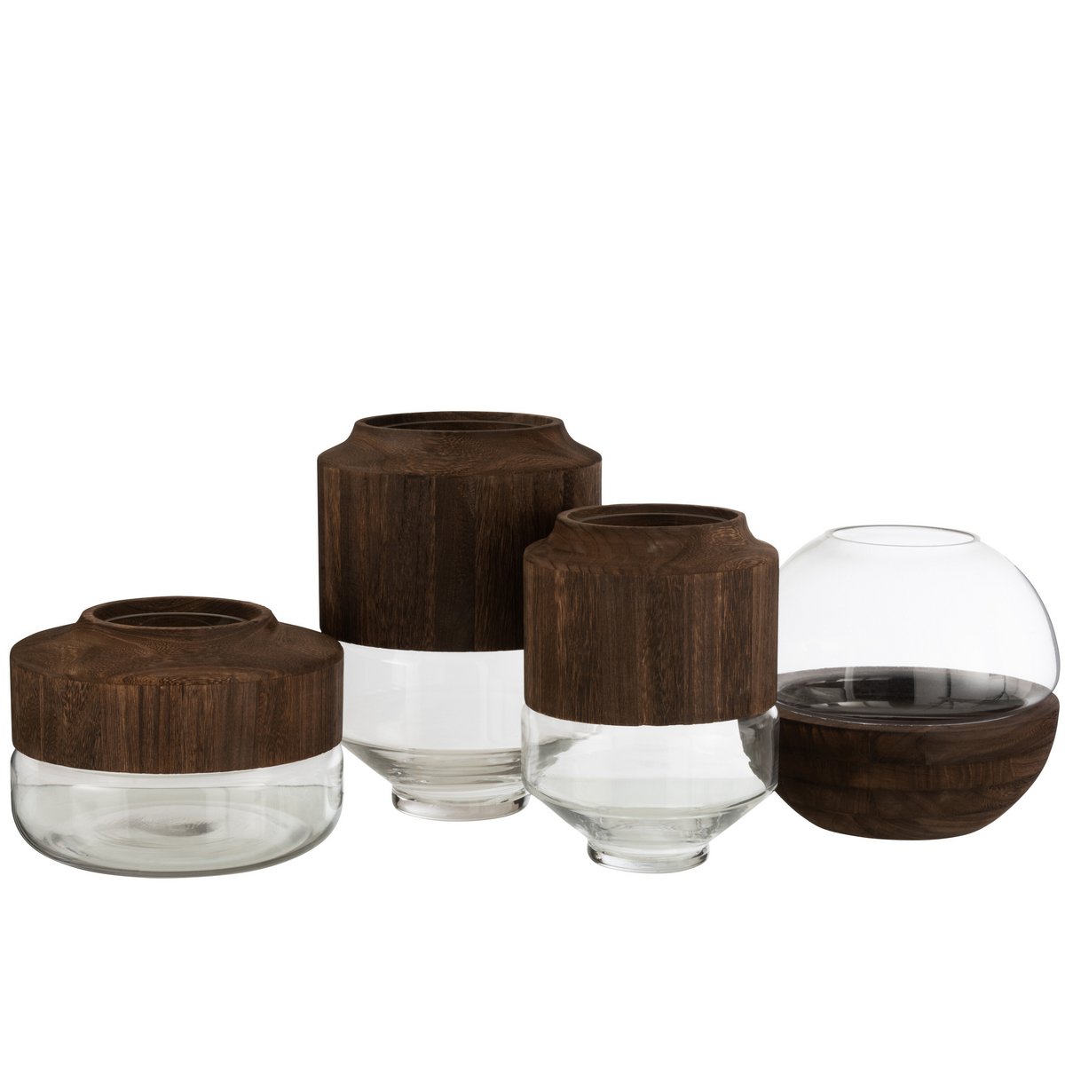 J-Line - Vase rond en bois 'Boas' (Marron foncé, Taille L)