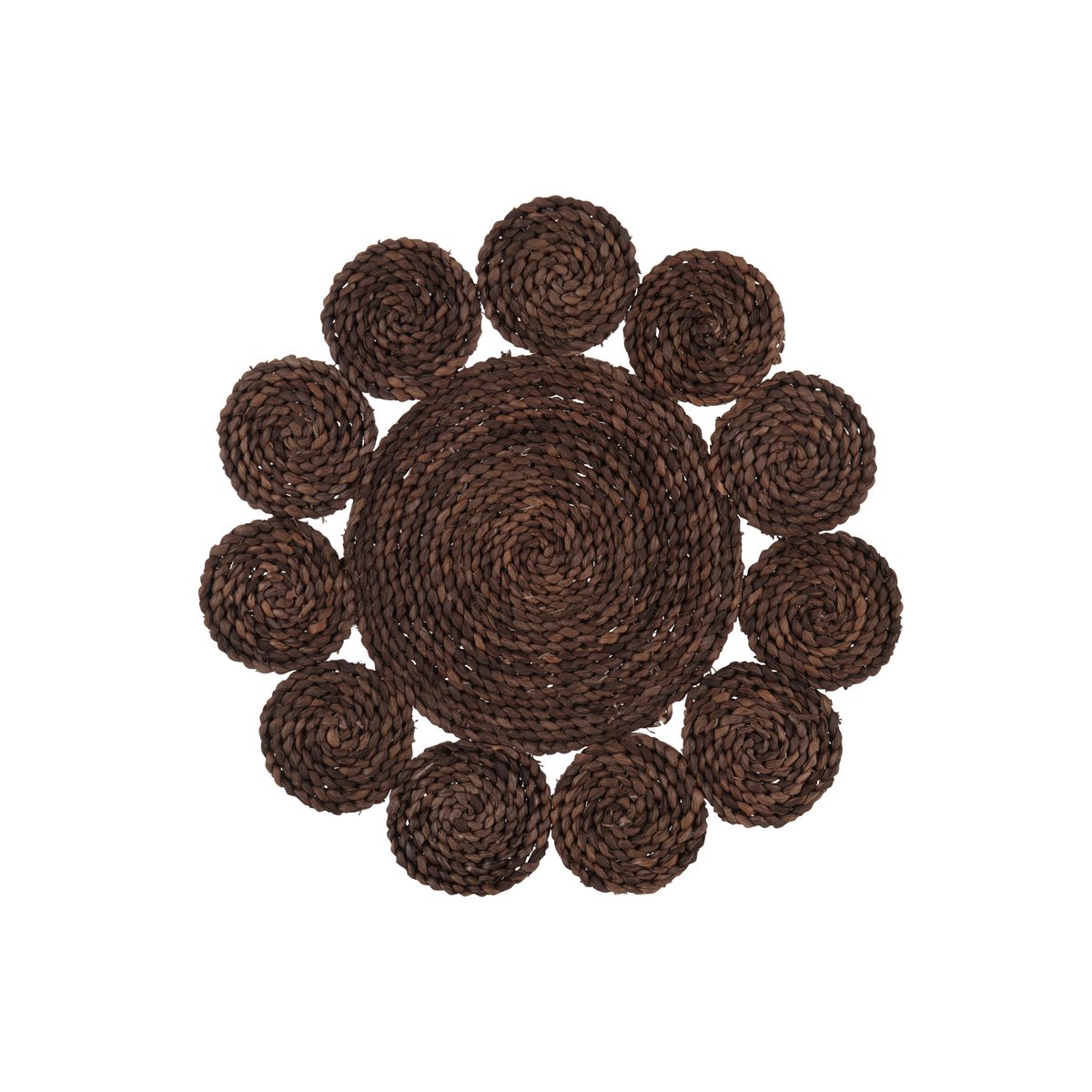 J-Line - Set de Table Rond Fleur - Jute - Marron Foncé